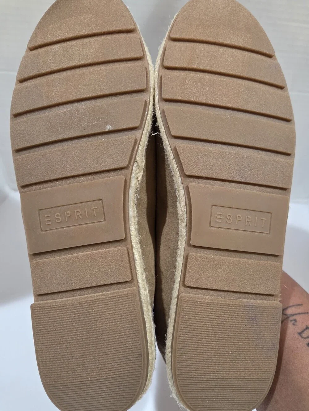 Esprit Women’s Suede Espadrille Flats in Brown 8 .